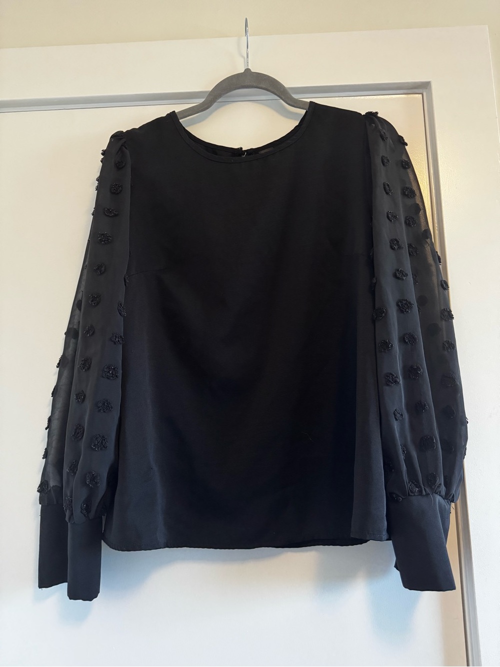 SHEIN Women’s Black Puff Sleeve Blouse Size L